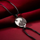 Cute Embrace Fashion Valentine's Day Black White Cat Necklace Pendant Couple