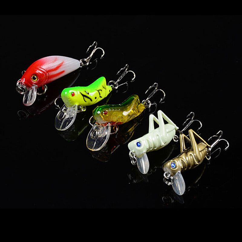 5pcs Topwater Minnow Bionic Fishing Lures Artificial Hard Bait with Storage Box