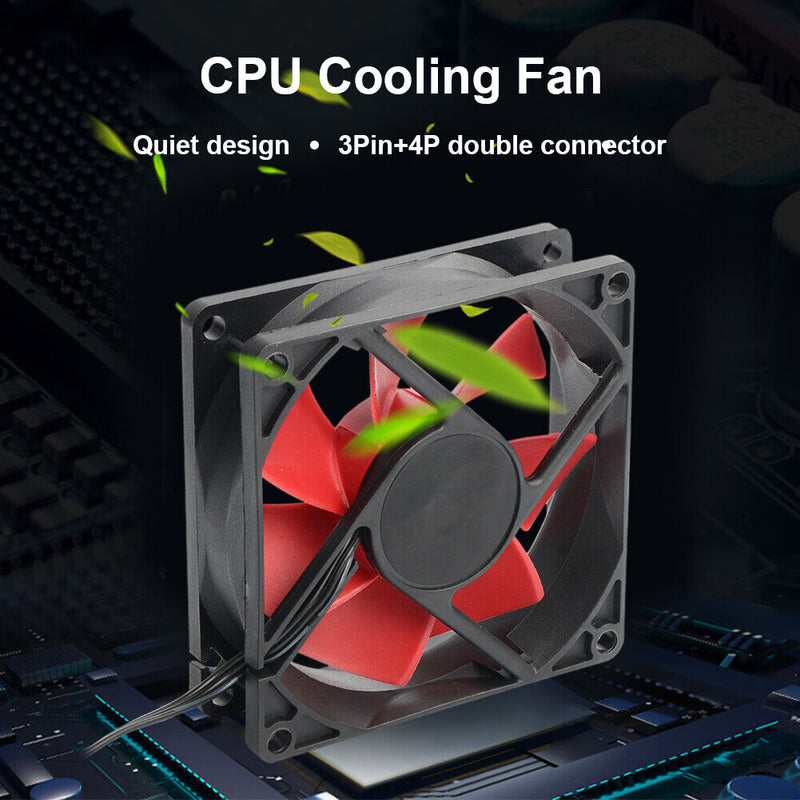 Computer Case 80mm Fan 3Pin+4Pin Radiator Cooler 12V Chassis Water Cooling Fans