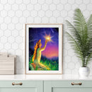 5D DIY diamond painting full circle diamond girl and light (w734)