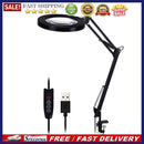 5X Foldable LED Magnifying Glass Lamp Clip-on Flexible Desktop Magnifier Loupe
