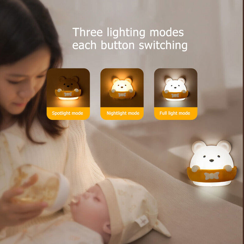 Bear Shape Hallway Wall Lamp Bedside Night Light with Remote Control (B)