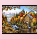 Full Cross Stitch 11CT Autumn Water Mill Counted Embroidery DIY Needlework