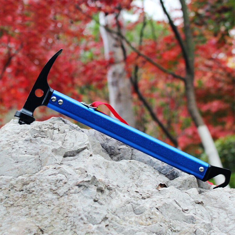 Outdoor Camping Tent Peg Hammer Steel Hiking Stakes Nail Puller (Blue) Newly