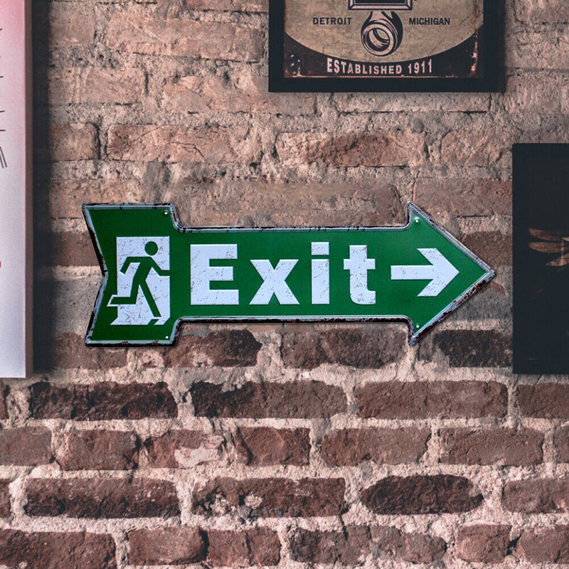 Special Shape Arrow Exit Metal Signs Retro Waterproof Door Hanging Board Newly