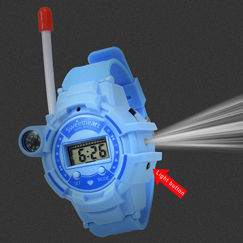 2pcs Watch Wireless Walkie Talkie Long Distance Call Kids Toys (Blue) Newly