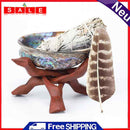 Abalone Shell Smudge Kit Wooden Stand for White Sage Stick Home Decoration Craft