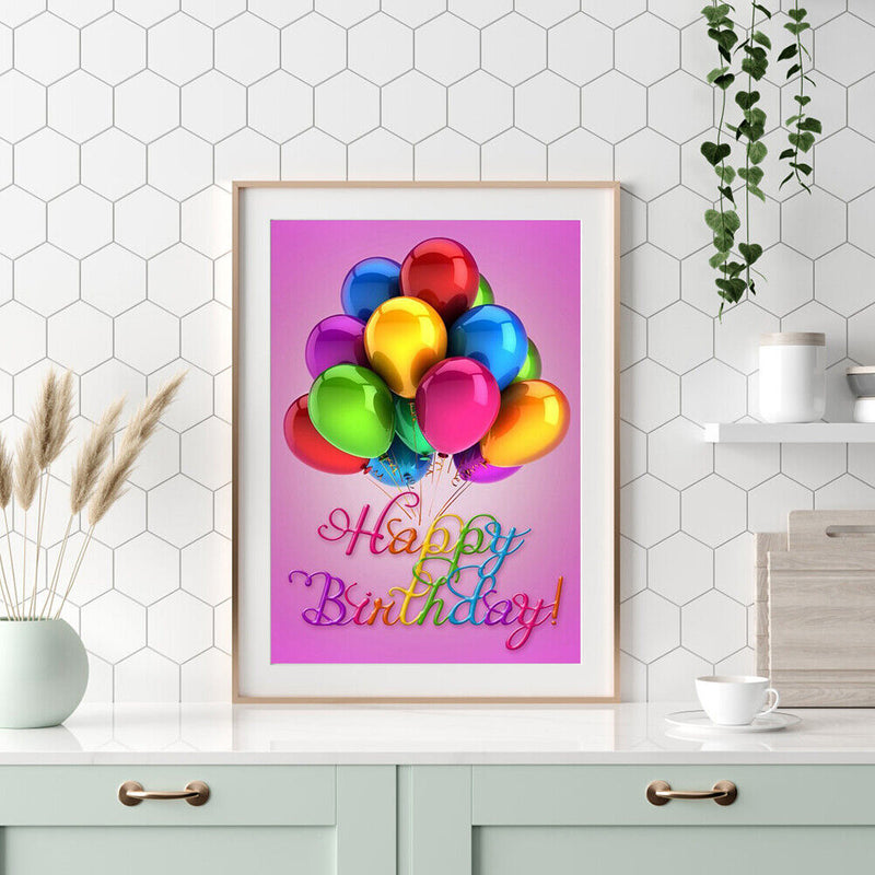 40x50cm Oil Paint By Numbers Birthday Balloon Frameless Picture DIY Painting