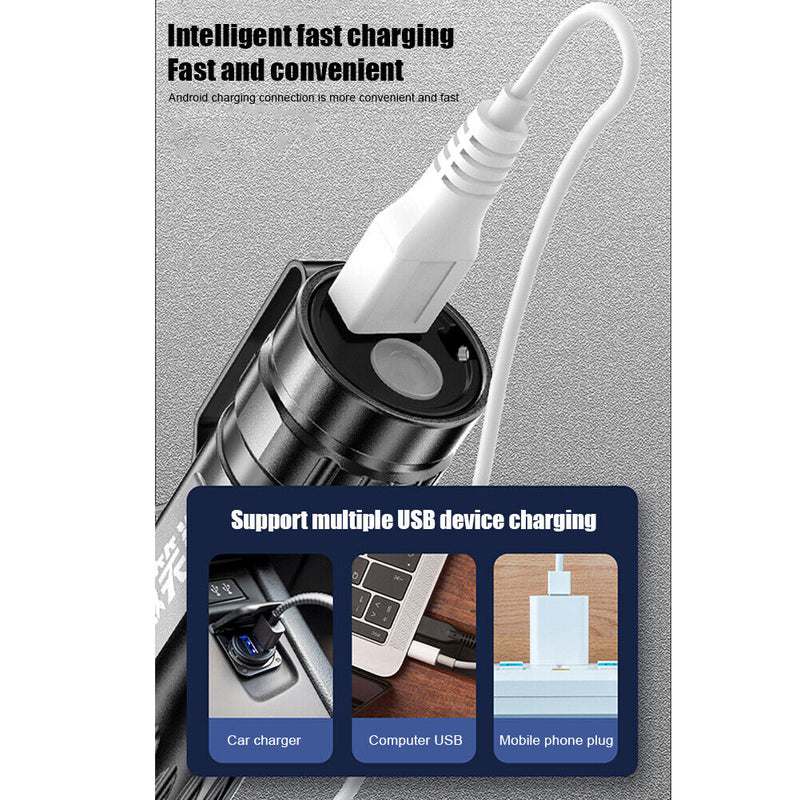 Rechargeable Portable LED Flashlight Powerful Torch for Outdoor Hiking Camping