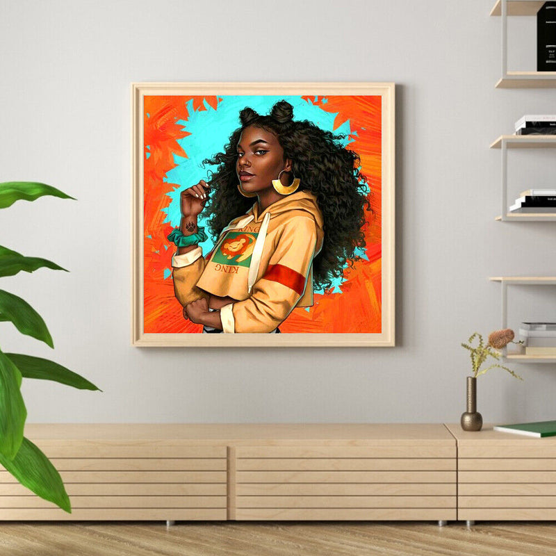 DIY Diamond Painting Cute Hairstyle Girl Full Round Rhinestone Art Picture