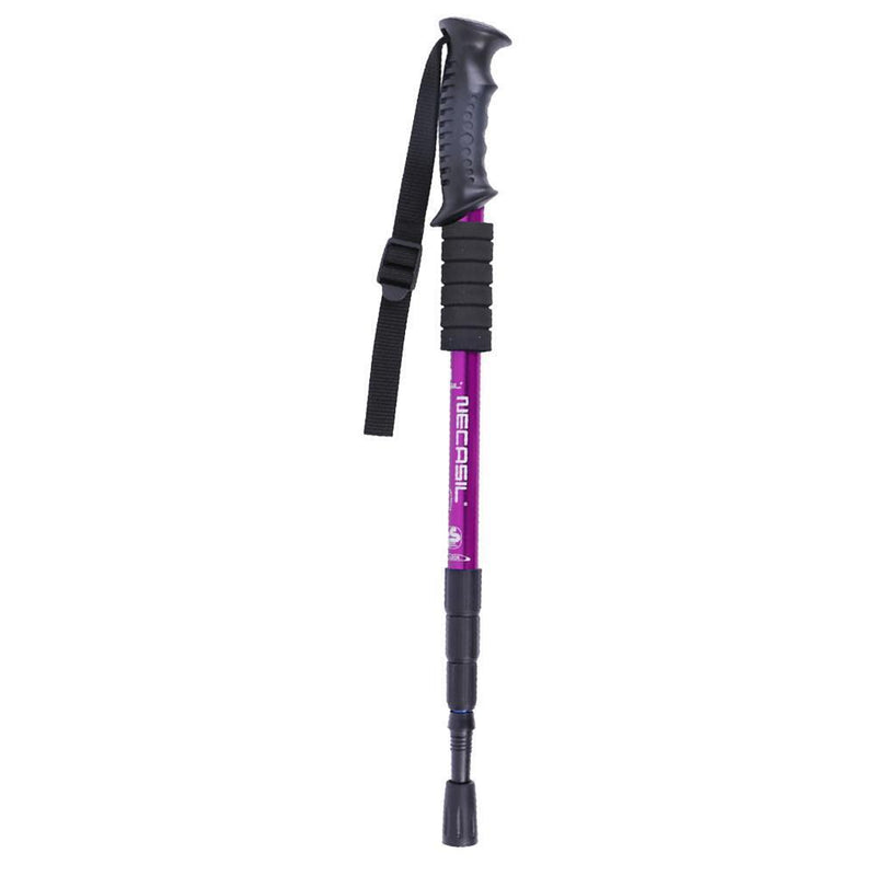 Trekking Pole 4 Sections Aluminum Telescopic Hiking Walking Cane (Purple) Newly