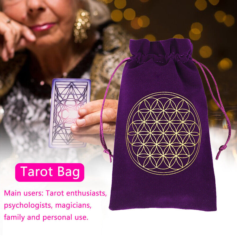 Constellation Star Moon Tarot Game Card Storage Bag (Purple Flower of Life)