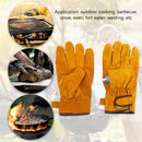 Cowhide Leather Cooking Working Welding Safety Protective Gloves (Yellow) Newly