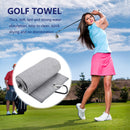 Waffle Microfiber Golf Ball Club Cleaning Towel with Carabiner Hook (Grey) Newly