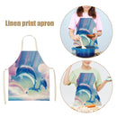 Kitchen Linen Apron Dolphin Diving Painted Dinner Party Cooking Pinafore