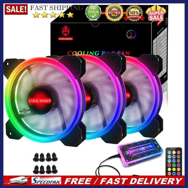 COOLMOON 12cm RGB PC Case Cooling Fan Small 6 Pin Quiet Cooler Heatsink Radiator