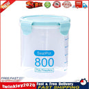 Plastic Food Buckled Jar Kitchen Clear Sealed Storage Box with Lid (800ml) Newly