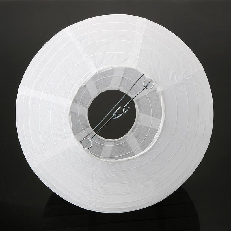 10Pcs  Round Chinese Paper Lantern DIY Paper Ball Lamp Party Decor(White)