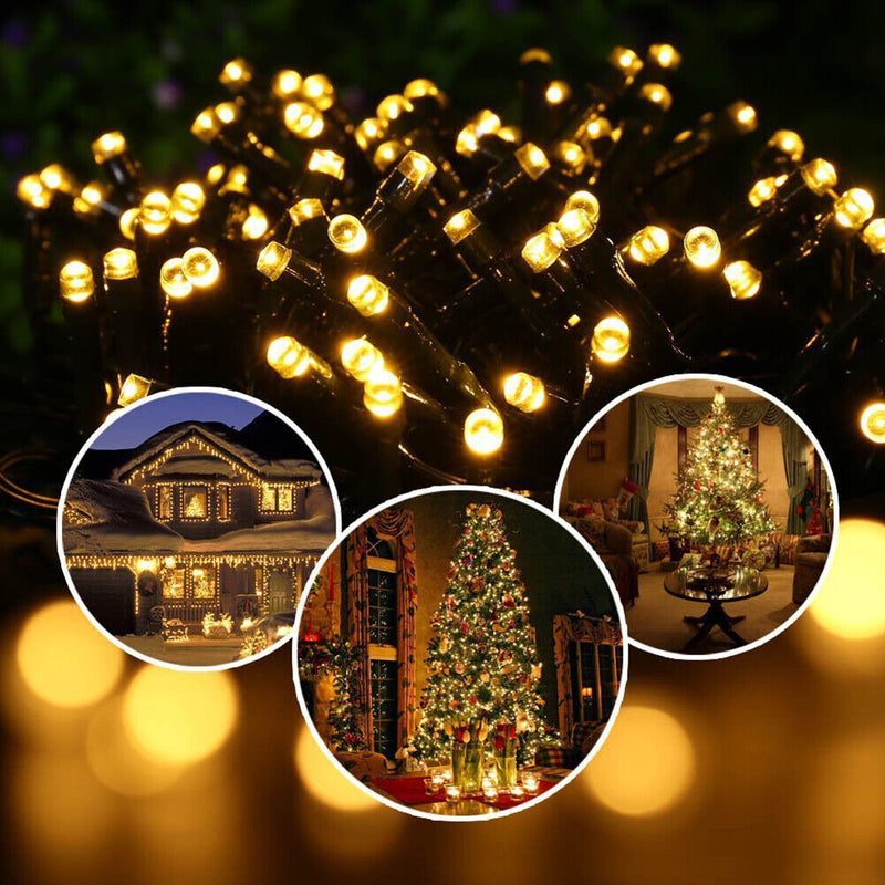 LED Fairy String Light IP65 Outdoor Solar Lamp Garden Decor (22m Warm) Newly