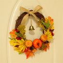 Fall Door Maple Leaf Garland Pumpkin Wreath Halloween Floral Hoop Harvest Decor