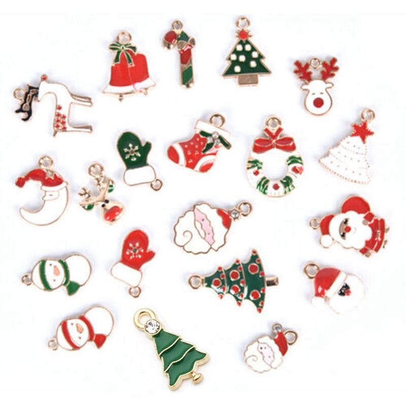 Enamel Alloy Xmas Tree Hanging DIY Craft Christmas Charms Set Bracelet Pendant