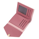 Women Fashion Solid Color Trifold Short Wallet Coin Purse PU Leather Card Hol