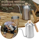 Drip Coffee Kettle Steel Long Mouth 650ml Wood Handle Camping G3 N8V3