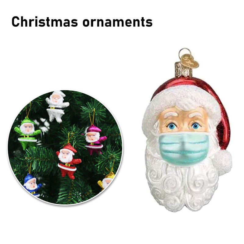 Christmas Hanging Tree Ornament Face Shield Santa Claus Pendents (White) Newly