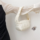 Women Pleated Cotton Soft Shoulder Bag Underarm Bag Female Luxury Clutch Bag