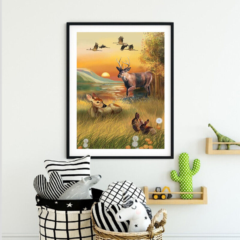Forest Animals Oil Paint By Number DIY Acrylic Canvas Drawing Home Decorations