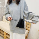 Fashion Corduroy Drawstring Bag Women Phone Purse Shoulder Messenger Mini Clutch