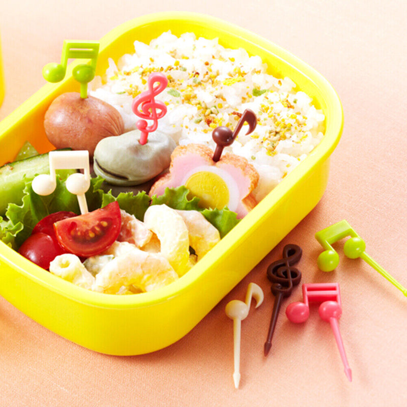 16pcs/Novelty Fruit Forks Plastic Musical Note Shape Food Fruit Fork