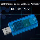 USB Charger DC 3.2-10V 0-3A Red+Red LED Display Current Voltage Meter(Blue)