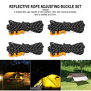 4x Tent Paracord Cord Outdoor Camping Windproof Wind Rope Buckle (Black)