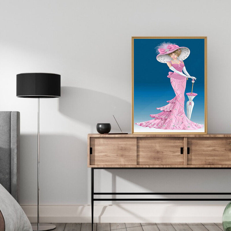 Pink Princess Oil Paint By Numbers Kits DIY Handpainted on Canvas Wall Art Decor