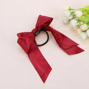Women Satin Ribbon Bow Hair Band Ponytail Holder Rope(Bean Red)