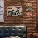 Home Weatherproof Retro Chic Bike Sign Iron Painting Wall Drawing Templates