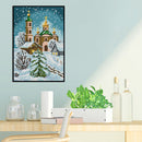 Full Embroidery Print 2 Strands Stamped Cross Stitch DIY Church in Snow 14CT Kit