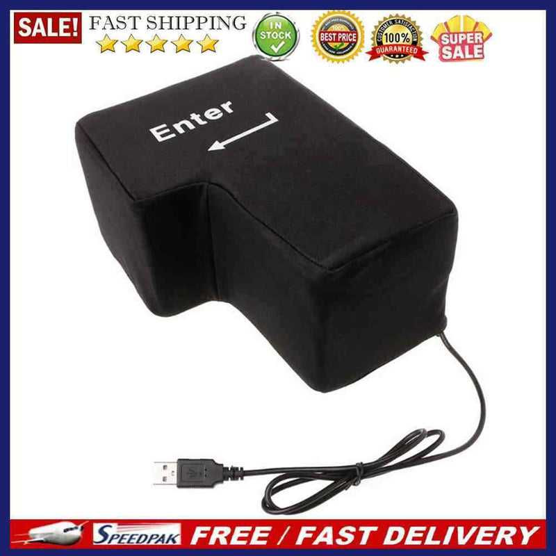 Anti-Stress Computer Huge Enter Key Big Giant USB Keyboard Vent Button Pillow