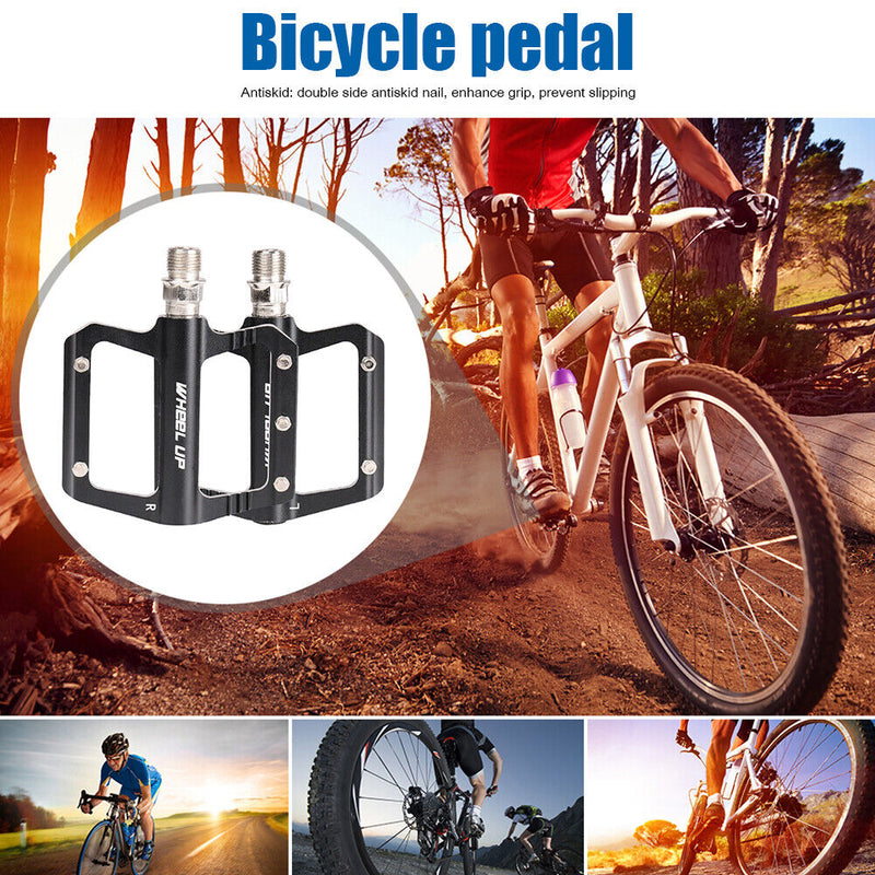 WHEEL UP Bicycle Flat Pedal Aluminum Bearing MTB Bike Platform Pedals 1 Pair