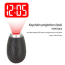 Keychain Projection Clock LED Digital Portable Lanyard Flashlight (Black)