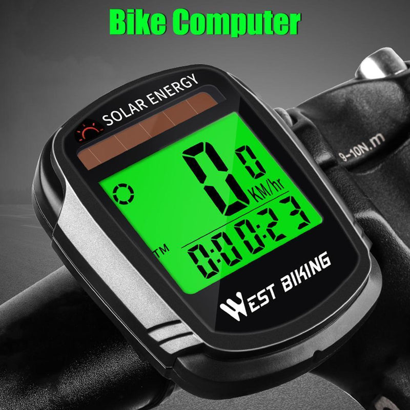 WEST BIKING Solar Energy MTB Bike Computer Bicycle Wireless Backlight Odometer