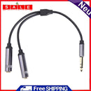 6.35mm Stereo Male to Dual 1/4"" Female Y Splitter Audio Cable Adapter Cord