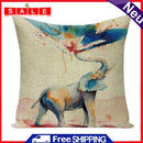 Linen Pillowcases Elephant Printing Cushion Decorative Cover Throw Pillow Case