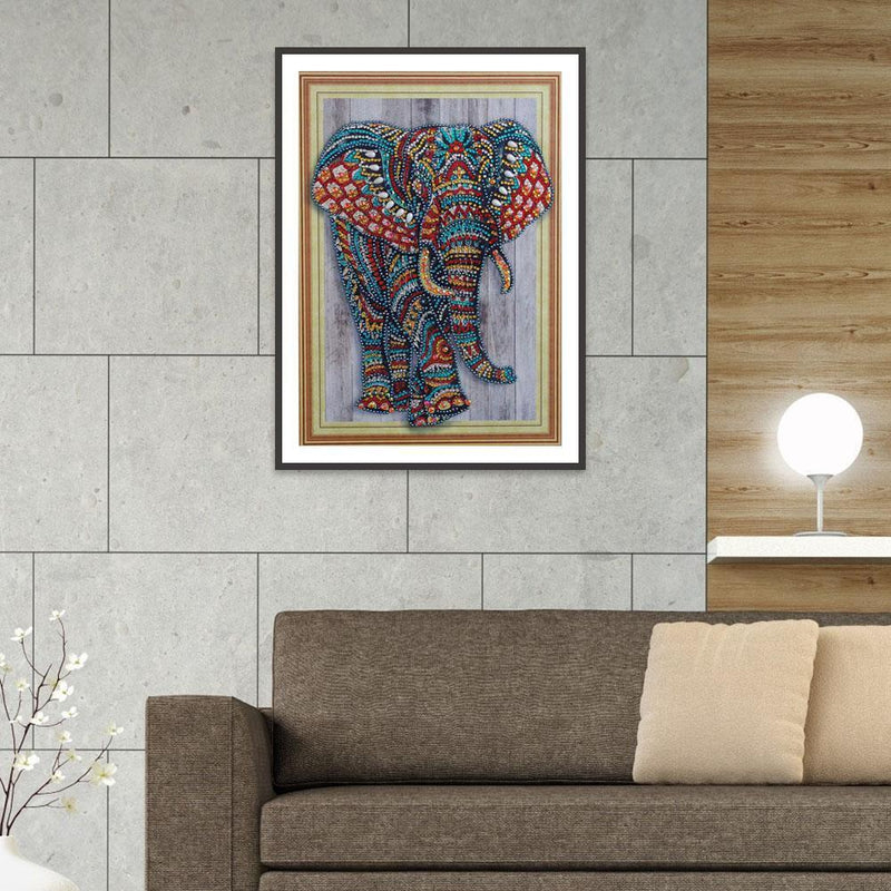 5D DIY Special Shape Diamond Painting Elephant Cross Stitch Craft Needlework Kit