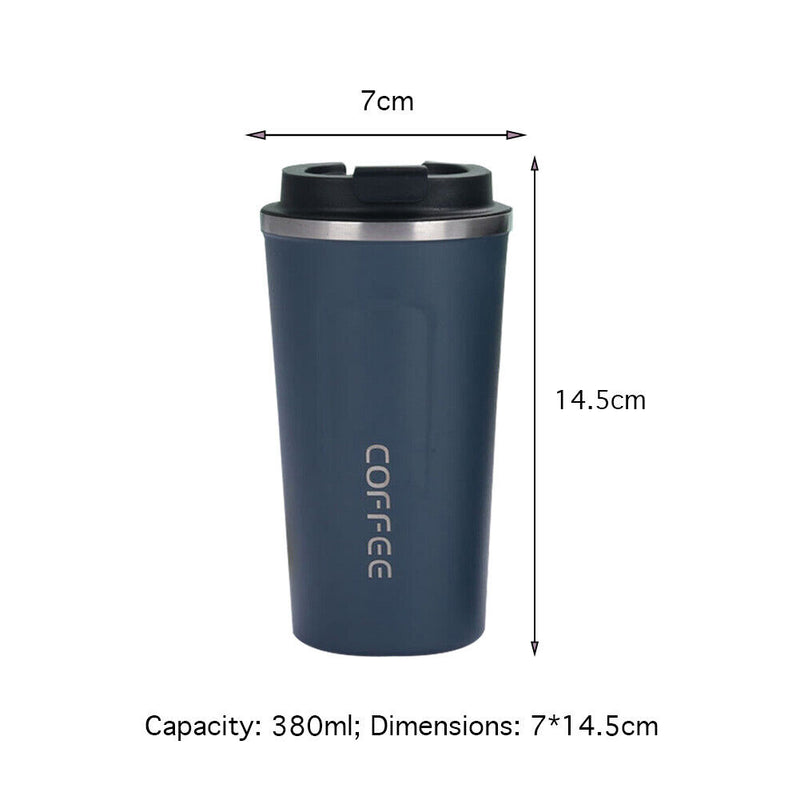 380ml Double Stainless Steel Coffee Car Mug Travel Insulated Bottle (Blue) Newly