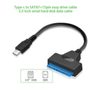 Type-C to SATA 7+15 Pin 2.5 inch External SSD HDD Hard Drive Adapter Cables