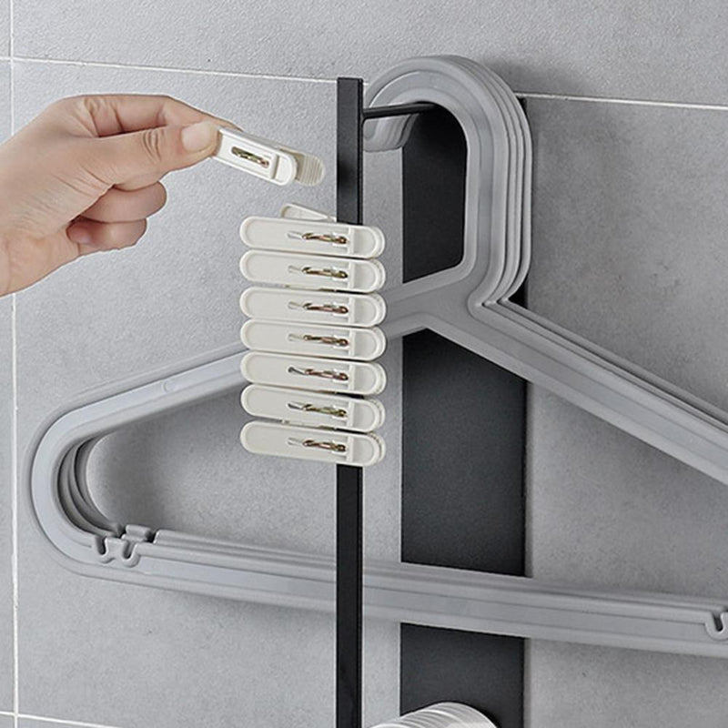 Self Adhesive Home Plastic Hangers Black Storage Rack Clothes Stand Organizer