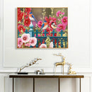 Fence Birds Flowers Oil Paint By Numbers DIY Acrylic Painting on Canvas Arts Kit