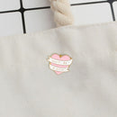 Decor Kids Girl Gift Pink Heart Ribbon Denim Jackets Badge  Brooches Enamel Pin